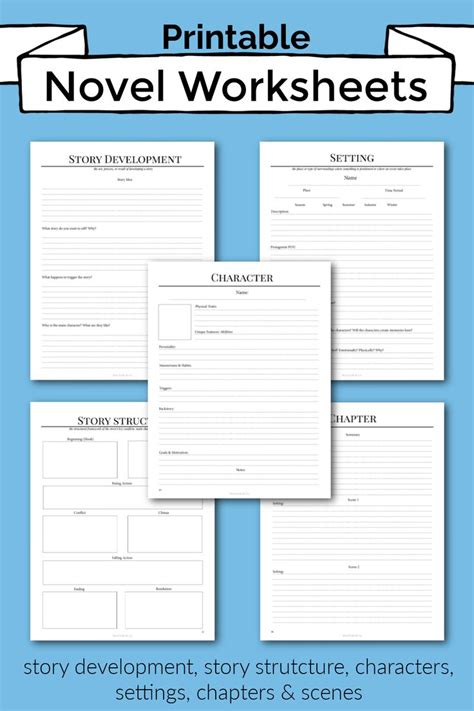 Novel Planning Worksheets Nanowrimo 30 Day Novel Worksheets Writing