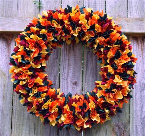 Fall Rag Wreath Autumn Rag Wreath Thanksgiving Rag Wreath