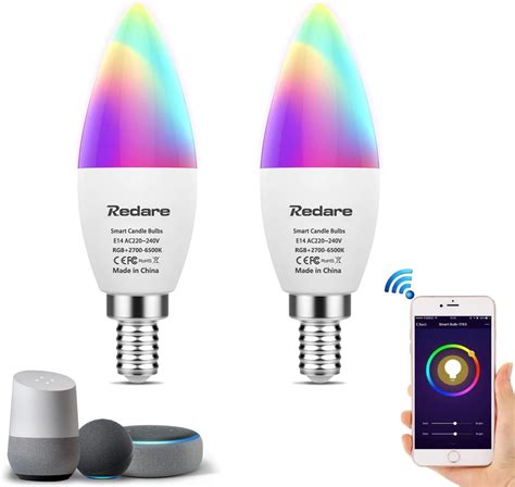 Redare Alexa E Smart Candle Bulbs C Dimmable Wifi Smart