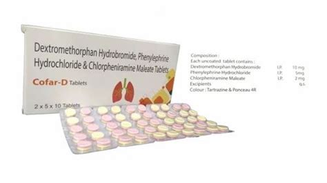 Phenylephrine 5mg Chlorpheniramine Maleate 2mg Dextromethorphan