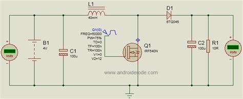 Voltage Boost Converter Proteus Simulation