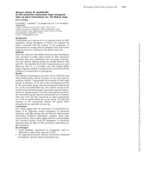 PDF An HIV Prevention Intervention Helps Immigrants Open Up About Transactional Sex The