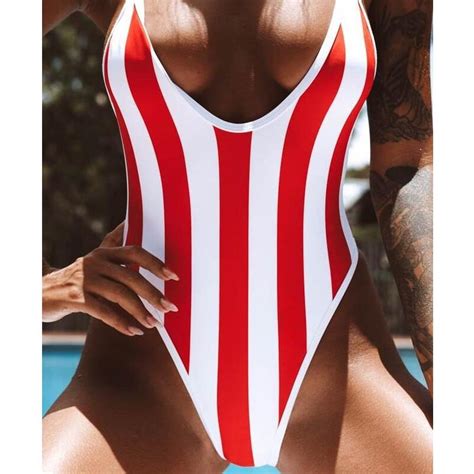 Buy Floylyn One Piece Swimsuit Women Striped Monokini Girls Beach