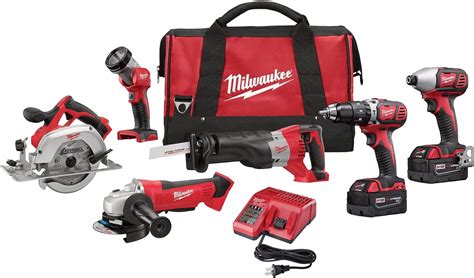 Milwaukee M18 6 Tool Combo Kit 1 2 Hammer Drill Driver 2602 20 1 4 Hex Impact Driver 2650 20