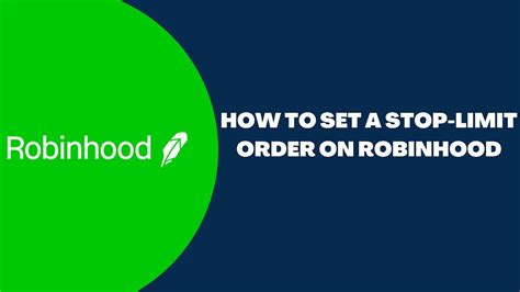 How To Set A Stop Limit Order On Robinhood Youtube