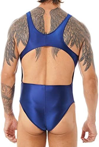 Alvivi Herren Body Overall Glossy Bodysuit Stringbody High Cut Thong Bikini Badeanzug