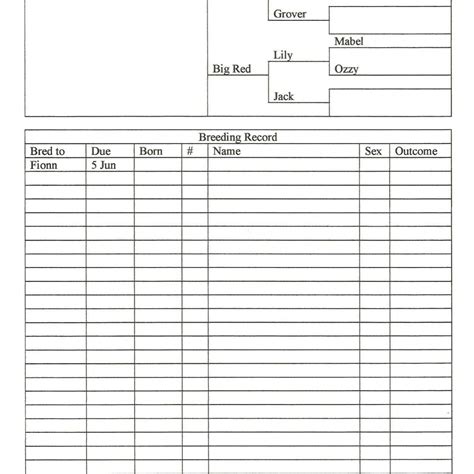 Printable Sheep Records Template Maikensmat