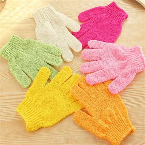 2PCS Shower Bath Gloves Exfoliating Gloves Wash Skin Scrub Glove Spa