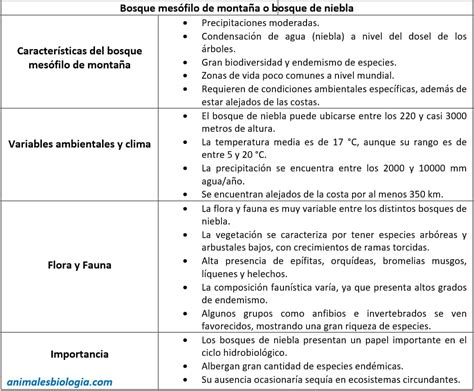 Bosque mesófilo de montaña o de niebla Naturaleza y ecología