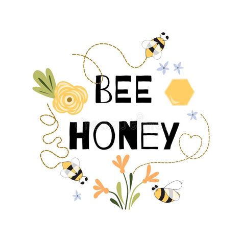 Bee Honey Quote Funny Phrase Bee Flowers Honey Cute Print Yellow White