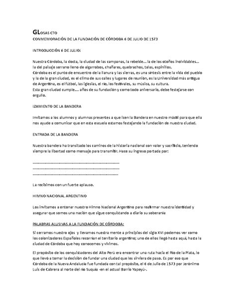 Glosas Acto 9 De Julio Escuela Primaria 10