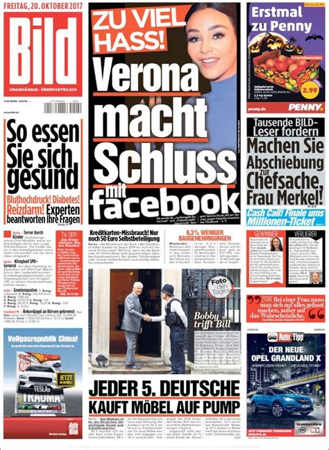 Newspaper Bild Germany Newspapers In Germany Friday S Edition