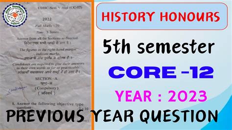 History Honours 5th Semester Core 12 PYQ 5th Semester History