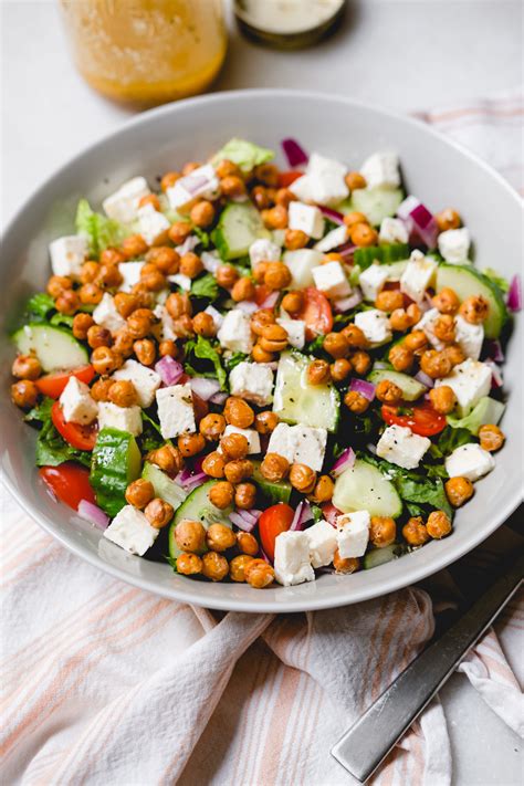 Roasted Chickpea Greek Salad Recipe Kiersten Hickman