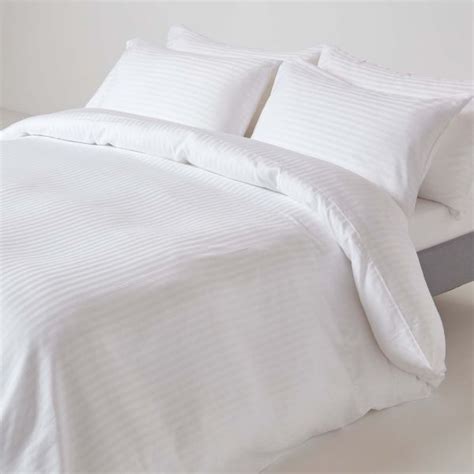 White Egyptian Cotton Stripe Duvet Cover And Pillowcases 330 TC