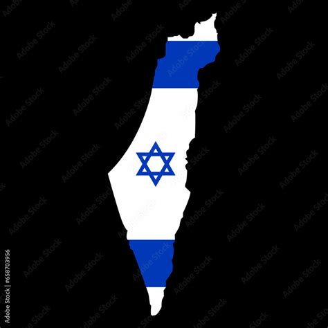 Israel Map In The Colors Of The National Flag With David Star Vector