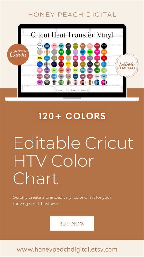 Editable Cricut HTV Color Chart Template Vinyl Colors Mockup Etsy