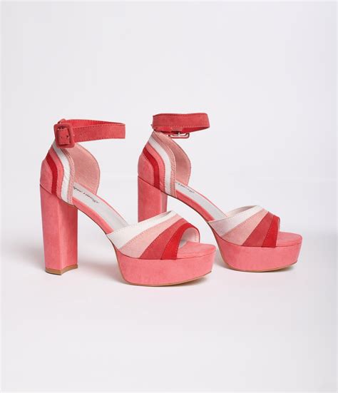 Unique Vintage Pink Suede Peep Toe Platform Heels Peep Toe Platform