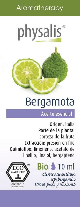 Aromatherapy Aceite Esencial Bergamota Bio De Physalis Bergap La