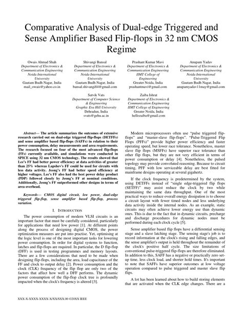 PDF Comparative Analysis Of Dual Edge Triggered And Sense Amplifier