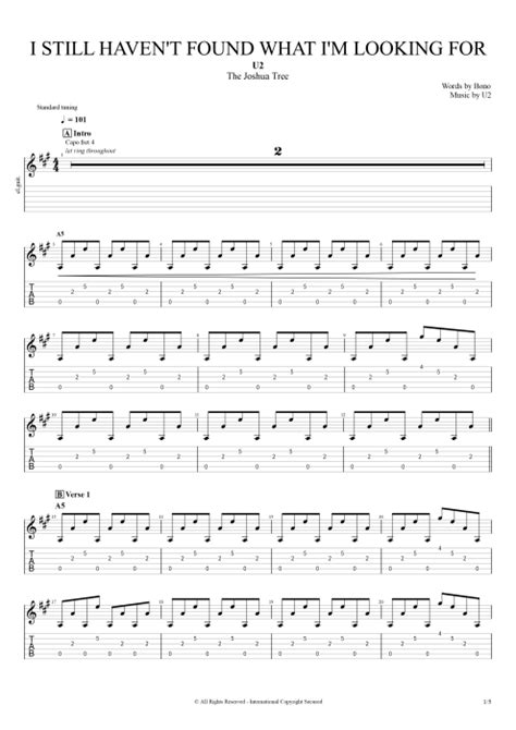 Tablature I Still Haven T Found What I M Looking For De U2 Guitar Pro