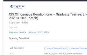 Cognizant CIS Off Campus Recruitment Drive Iteration OneGraduate