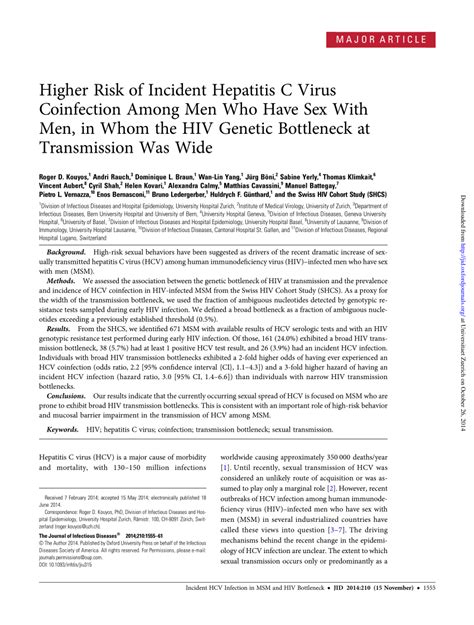 PDF Higher Risk Of Incident Hepatitis C Virus Coinfection Among Men Who Have Sex With Men In