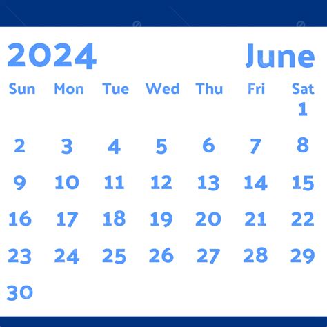 Calendario Mensual Junio 2024 Vector PNG Dibujos 2024 Calendario 2024