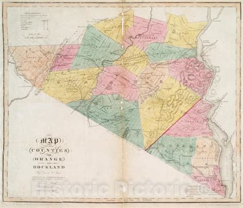 Historic 1829 Map Map Of The Counties Of Orange And Rockland Vinta