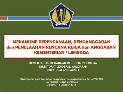 Ppt Mekanisme Perencanaan Penganggaran Dan Penelaahan Rencana Kerja