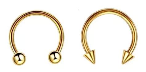 Piercing Ferradura E Spike Dourado Kit C 2 Septo Cartilagem