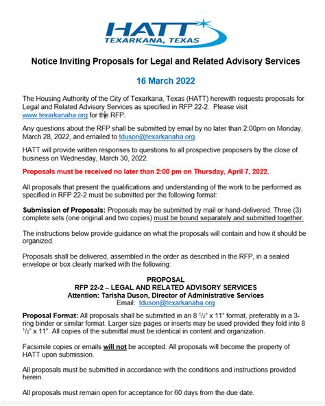 Rfp 22 2 Notice Inviting Proposals For Legal And Related Advisory