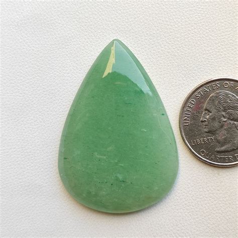 Ct Natural Green Jade Flatback Cabochon X X Mm Pear Shape