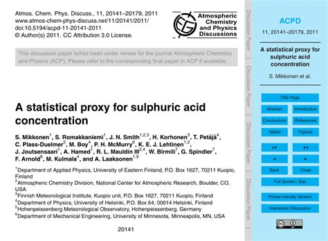 (PDF) A statistical proxy for sulphuric acid concentration