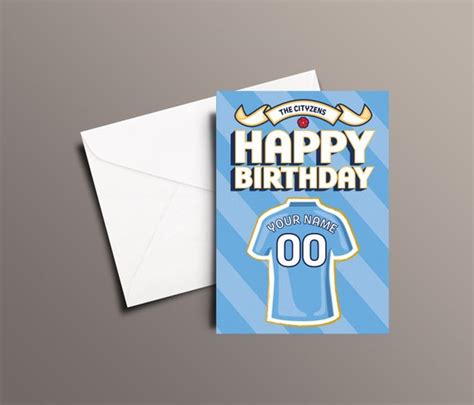 Personalised Man City Birthday Card Manchester City Card Etsy