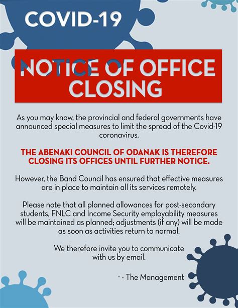 Notice Of Office Closing Conseil Des Ab Nakis D Odanak