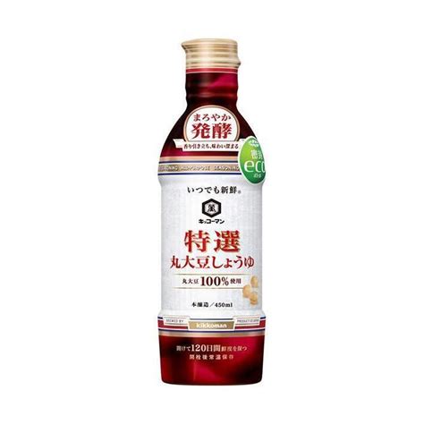 キッコーマン いつでも新鮮 特選 丸大豆しょうゆ まろやか発酵 450ml×12本入 送料無料 調味料 醤油 【sale／84off】