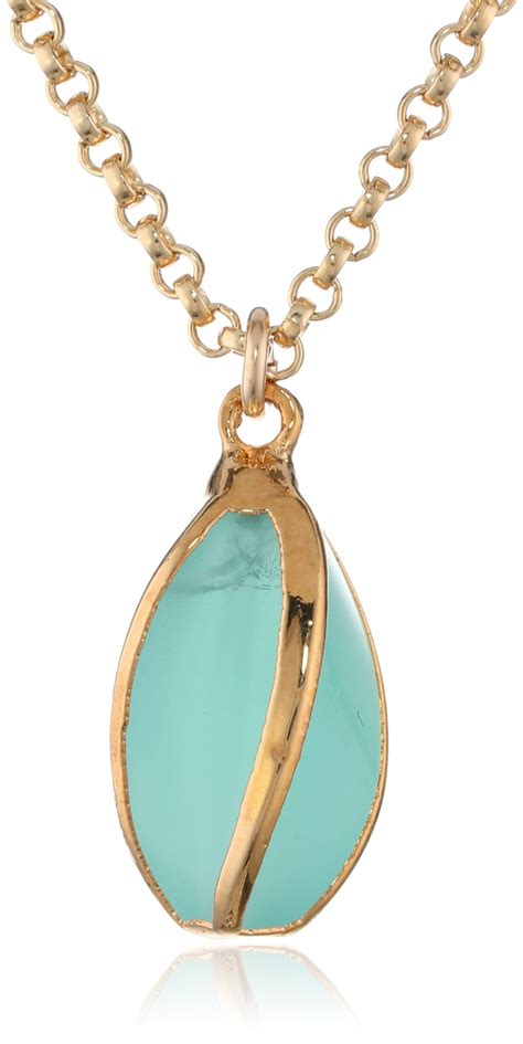 Devon Leigh Gold Foil Twisted Blue Chalcedony Pendant Necklace