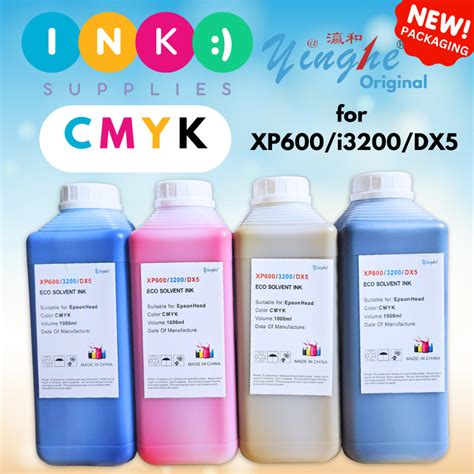 Original Yinghe Eco Solvent Ink For XP600 I3200 DX5 CMYK 1 Liter