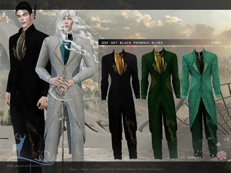 DanSimsFantasy S DSF SET BLACK PHOENIX ELVES Bleiser Sims 4 Sims 4