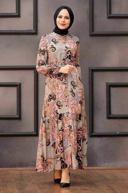 Salmon Pink Hijab Dress 27621smn Neva