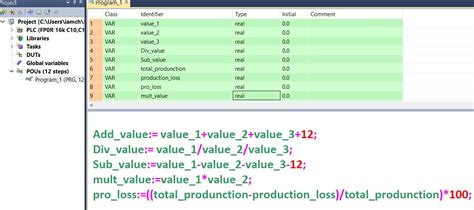 Panasonic Plc Structured Text Arithmetic Operators