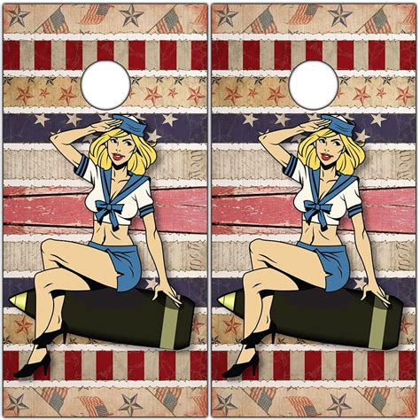 Cornhole Wraps For Boards Vinyl Decals Set Of 2 Sexy Sailor Americana