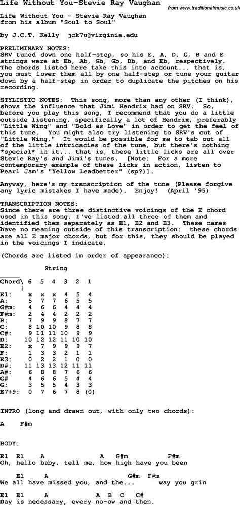 Blues Guitar Lesson For Life Without You Stevie Ray Vaughan With
