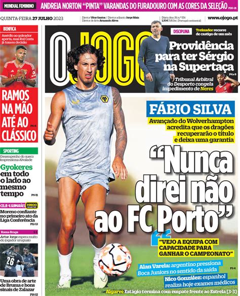 Capa Jornal O Jogo Julho Capasjornais Pt