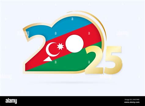 Year 2025 with Azerbaijan Flag pattern. Vector Illustration Stock
