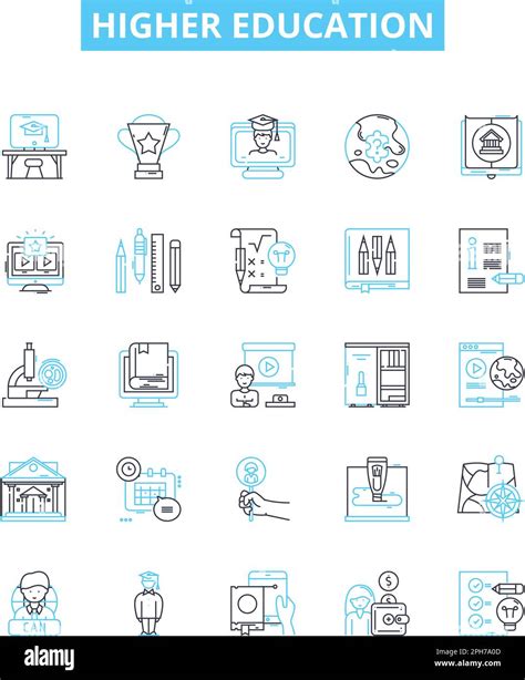 Higher Education Vector Line Icons Set Education Higher College