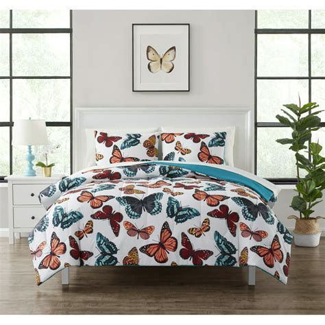 Mainstays 7 Piece Reversible Butterfly Bed In A Bag Comforter Set With Sheets Full