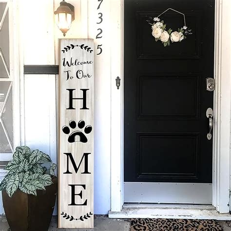 Welcome To Our Home Porch Sign Wooden Paw Print Sign