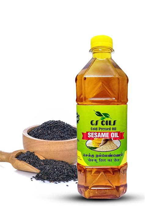 GS OILS Cold Pressed Sesame Oil Wood Pressed Gingelly Oil Mara Chekku